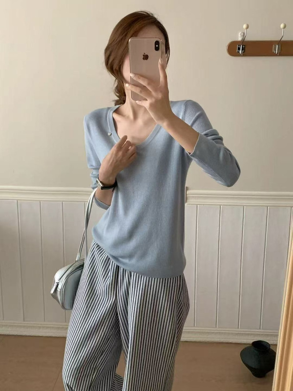 韩dan系列~u领羊毛打底衫女装0923-155|undefined