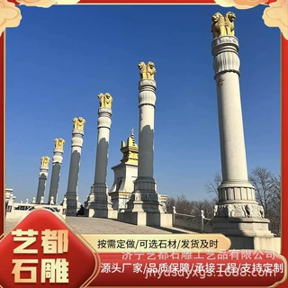 厂家定制园林景区寺庙龙柱 浮雕花岗岩十二生肖二十四孝文化柱