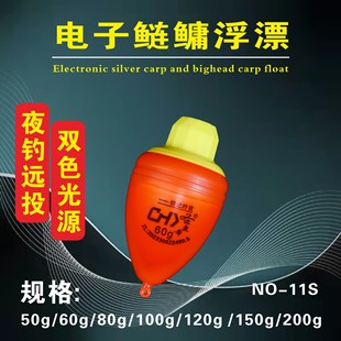 Qin fishing double light source green red belly electronic float super bright night fishing float silver and bighead drift day and night