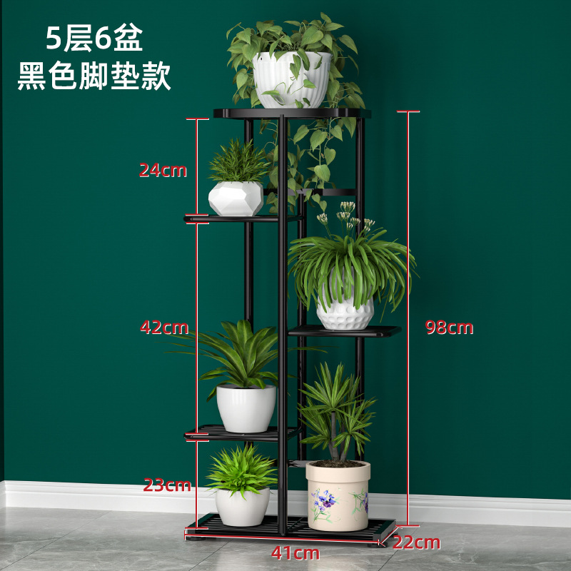 Estantes de flores de hierro en la Sala de estar balcón estantes de flores plegables multifuncionales estantes de macetas de flores de Luo verde estantes de macetas interiores de varias capas image 12