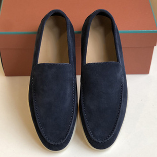 European and American 2024 Spring and Autumn New Suede LP Loafers All-match Slip-on Lazy Shoes Flat Casual Men's Shoes