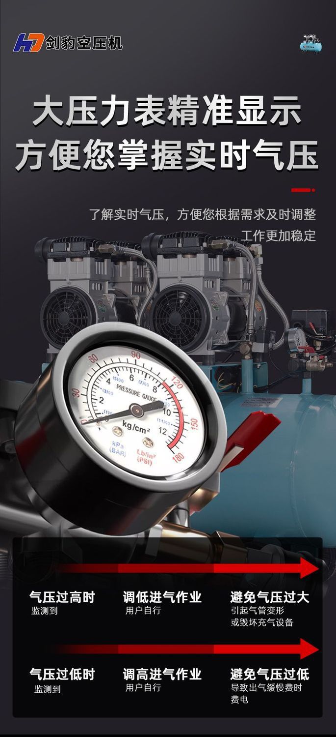 Oil-free air compressor, silent air pump, industrial-grade air compressor, small 220V high-pressure air pump for painting and woodworking