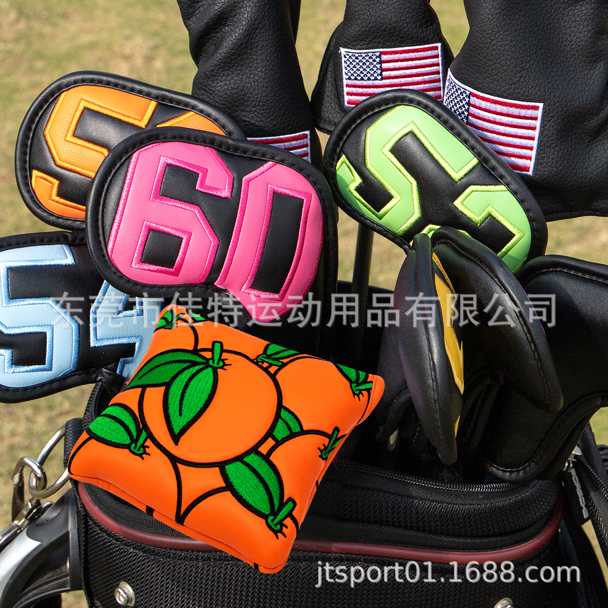 Golf club manga putter imán naranja Mallet Comercio exterior Venta caliente cabeza de la varilla cubierta protectora aplicable araña