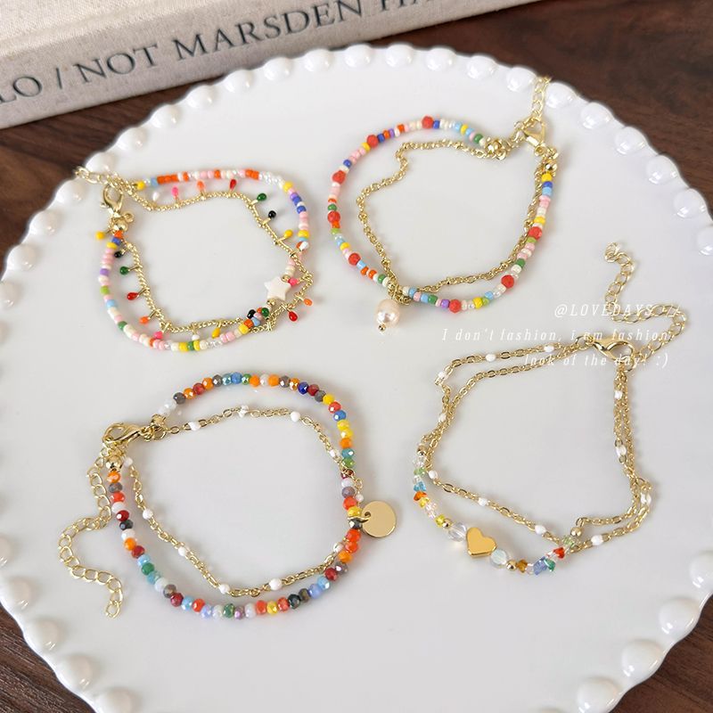 Colorful Double-layer Beaded Bracelet For Women Light Luxury_voghion.com