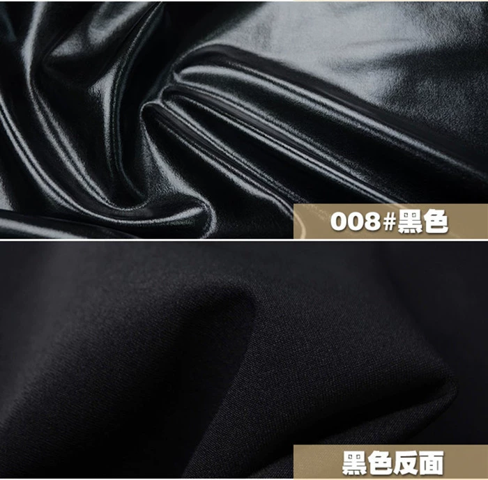 Высокая эластичная тонкая мягкая черная Яркая кожаная ткань Глянцевая кожаная ткань сценическая танцевальная одежда кожа