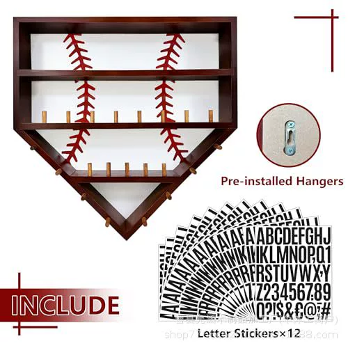 Трансграничная деревянная полка для бейсбола Подвесная настенная коробка для кольца чемпионата