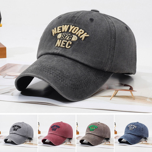 Baseball cap Korean version, water-washed cotton soft-topped hat, all-season unisex embroidered American letter bucket hat, cross-border in-stock