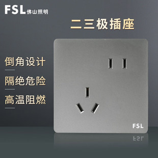 Foshan Lighting (Fsl) Switch Panel Frameless 86 Type Concealed Wall Panel F31H Gray Series