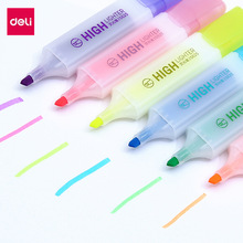 得力S625荧光笔 学生用彩色笔记号笔荧光标记笔粗划重点做笔记6色