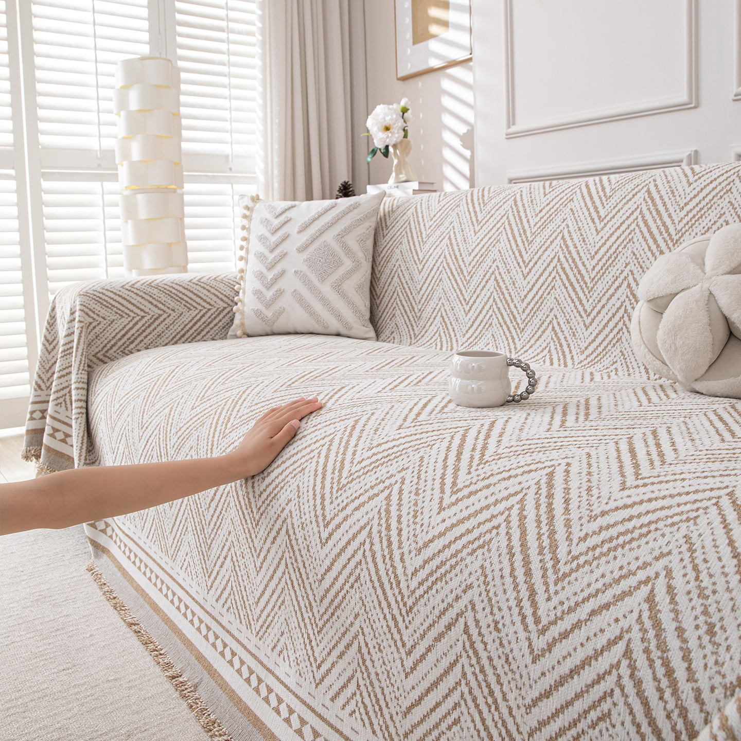 INS Sofa Chenille Wrap Anti-Slip Anti-Cat Scratch Universal Slipcover Full One-Piece Cover Towel High-End Feel_voghion.com