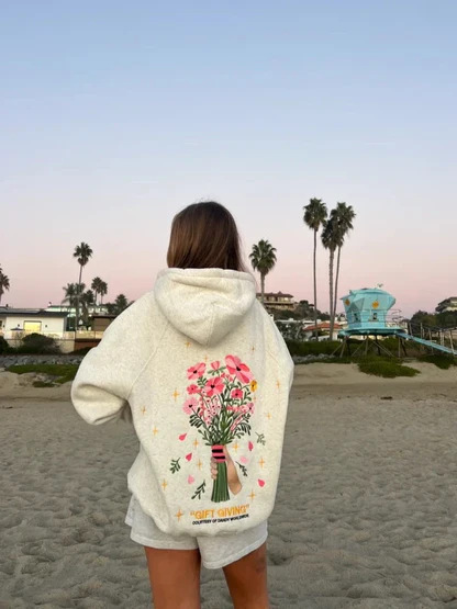 2024 New European Women's Dropped Shoulder Sleeve Thread Chasing Sunsets Brand Hoodie XS-5X_voghion.com