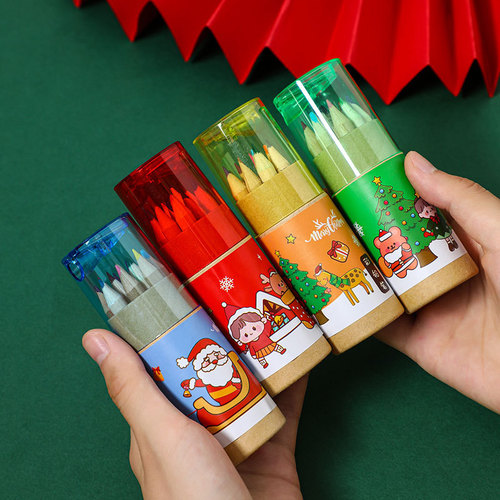 Christmas small gifts, student prizes, 12-color primary school student painting colored pencils, 12 pieces in a bucket