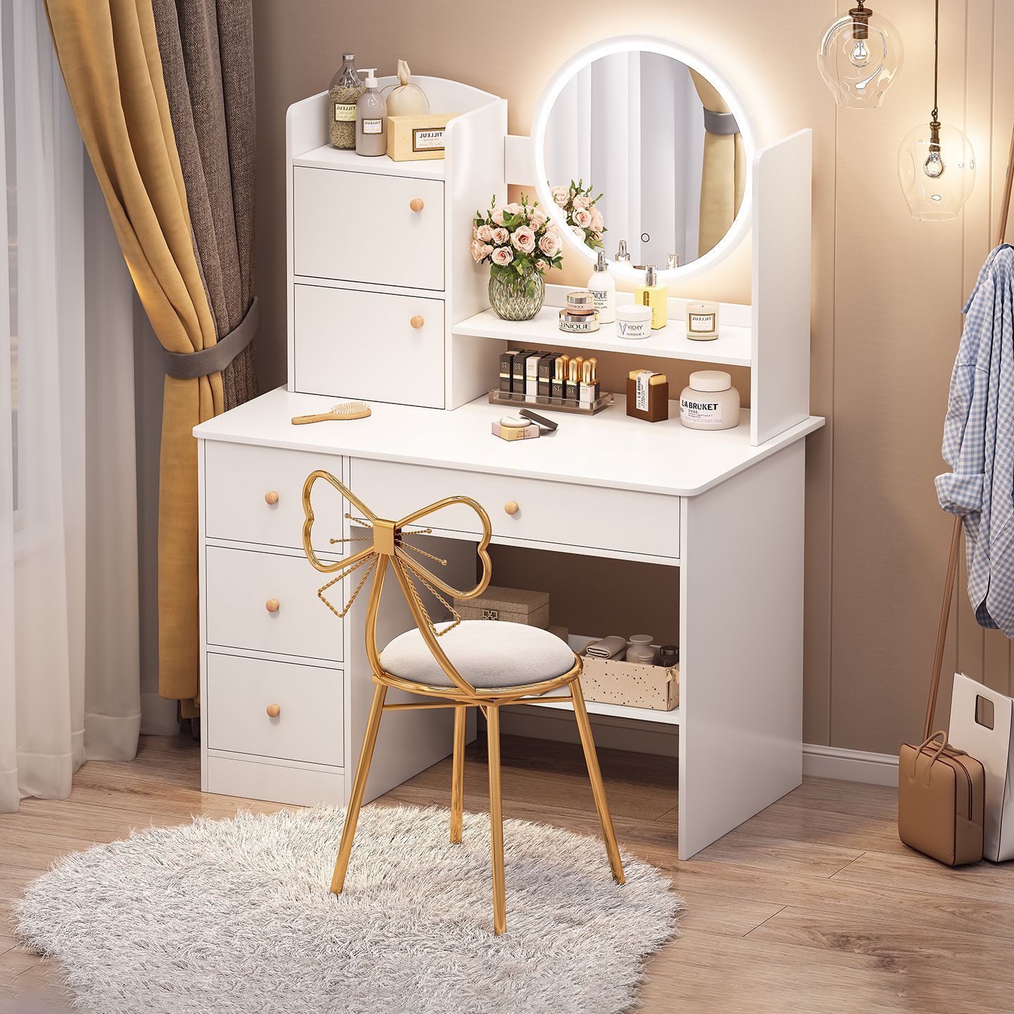 Dressing Table Makeup Table Modern Bedroom Simple Small Bedside Makeup Cabinet Integrated Small Apartment 2026 Makeup Table