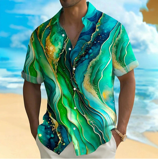 Cross-Border Men's Shirts, New Summer Style, Striped Short-Sleeved Shirts, Polyester Four-Way Stretch, Large Size Casual Shirts for Men Cross-Border Men's Shirts, New Summer Style, Striped Short-Sleeved Shirts, Polyester Four-Way Stretch, Large Size Casual Shirts for Men