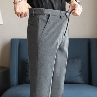 TikTok Hot Selling Men's Clothing Pants Cost-effective Waist-tight Trousers Korean-style Slim-fit Small Straight Casual Trousers