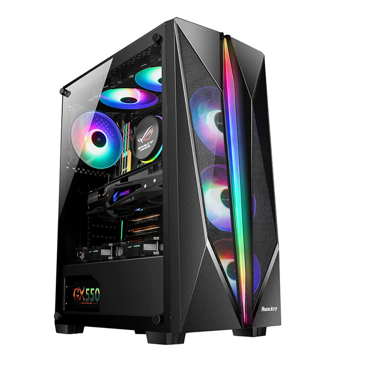 Корпус для компьютера ATX EVESKY Titan Pro, стенка из закаленного стекла, USB 3.0, поддерживает E-ATX/охлаждение 360 мм