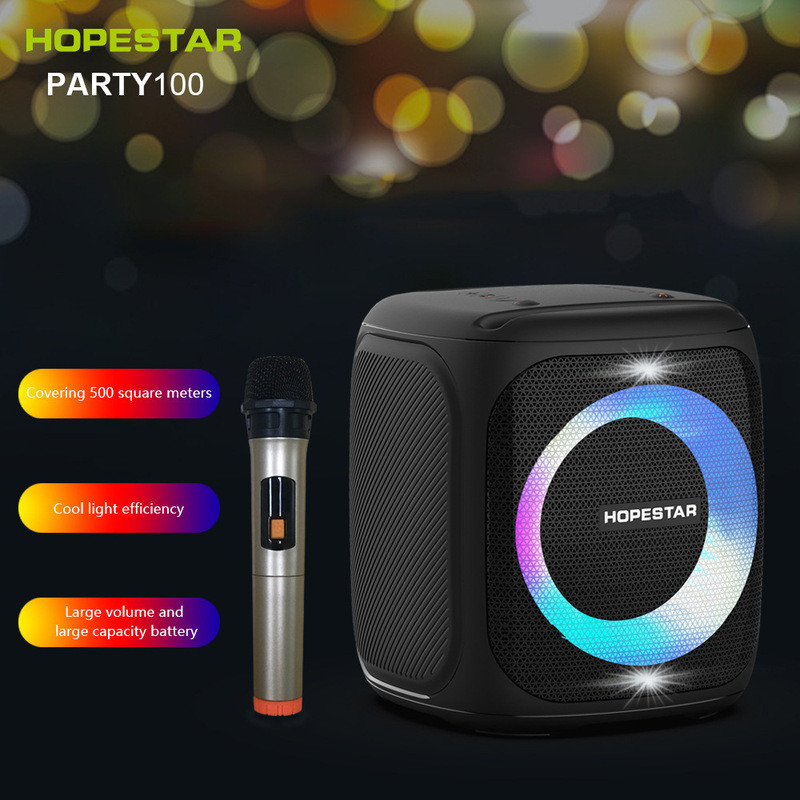 HOPESTAR-PARTY100 Bluetooth speaker outdoor 50W high power Square dance audio with wireless microphone