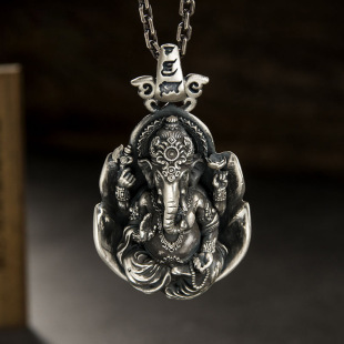 Simple and Fashionable Azan Youji Elephant Necklace Unisex Retro Style Domineering Art Style Niche Design Pendant