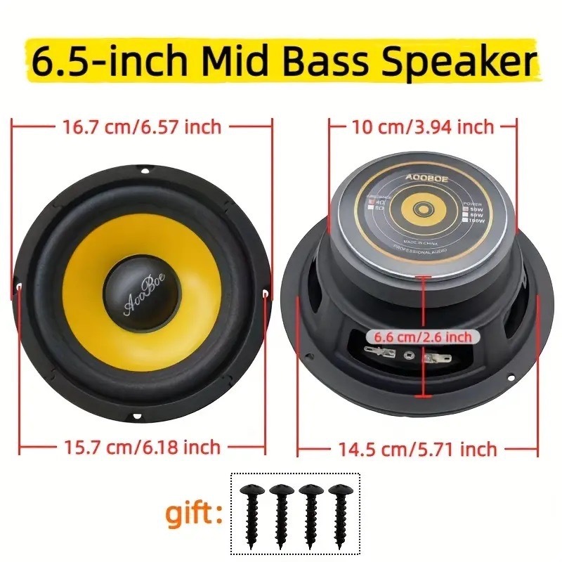 6.5寸中低音喇叭4欧25芯50W92dB铁盆架车载扬声器高保真|undefined