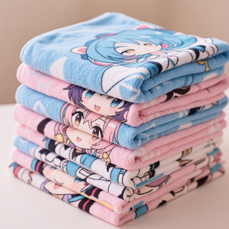 Two-Dimensional Towels and Bath Towels with Various Patterns Designed for Corporate Teams, Quick-Drying, Water-Absorbent, High-Quality Cross-Border Supply
