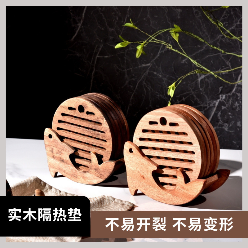 木製断熱マット家庭用木製耐高温食卓皿皿皿やけど防止マット鍋皿|undefined