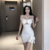 Sexy and Pure Desire Style Hanging Neck Strap Hollow Waist Wrapped Hip Dress