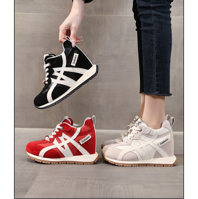Giày sneaker nữ đế dày tăng chiều cao phong cách Token Forrest đế mềm — màu be chi tiết 16