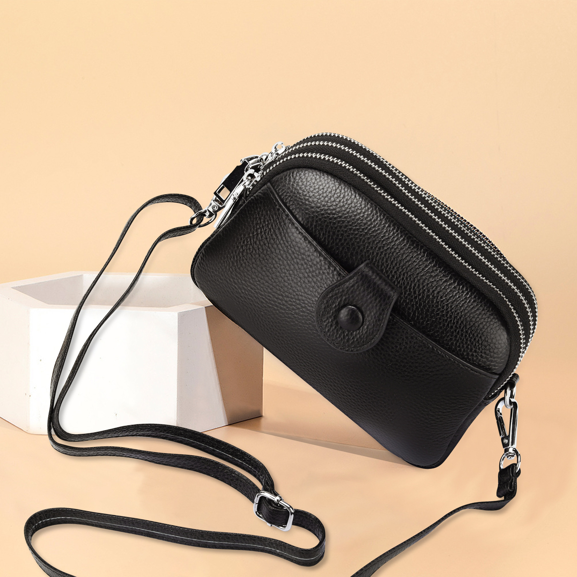 Bolso de moda de cuero real, bolso de teléfono móvil, monedas, bolso de cambio, mini mochila, bolso de hombro de alta calidad para mujeres.