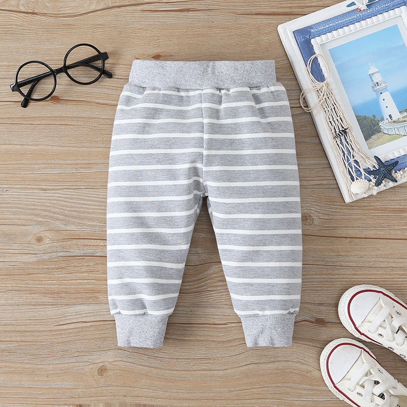 Fashion Cartoon Animal Printing Striped Romper Trousers Two-piece Wholesale Nihaojewelry display picture 5