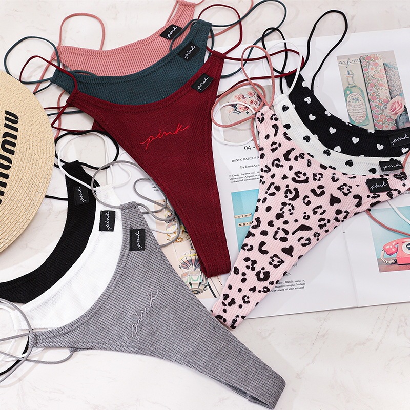 European and American Threaded Cotton Thin Strap Single Strap Sexy Thong Women's English Letter Logo T-Pants Women's Underwear Cross-Border European and American Threaded Cotton Thin Strap Single Strap Sexy Thong Women's English Letter Logo T-Pants Women's Underwear Cross-Border