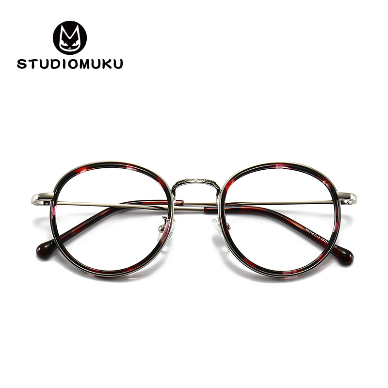 STUDIOMUKU madera fresca gafas de marco redondo gafas duro y diseño único estilo cara grande gafas marco