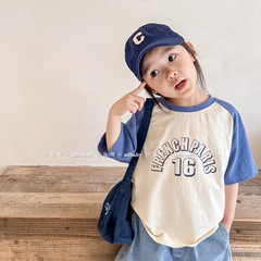 2024 Korean Children's Summer Apparel Short Sleeve T-shirt for Girls and Boys, Base Layer Top 122292