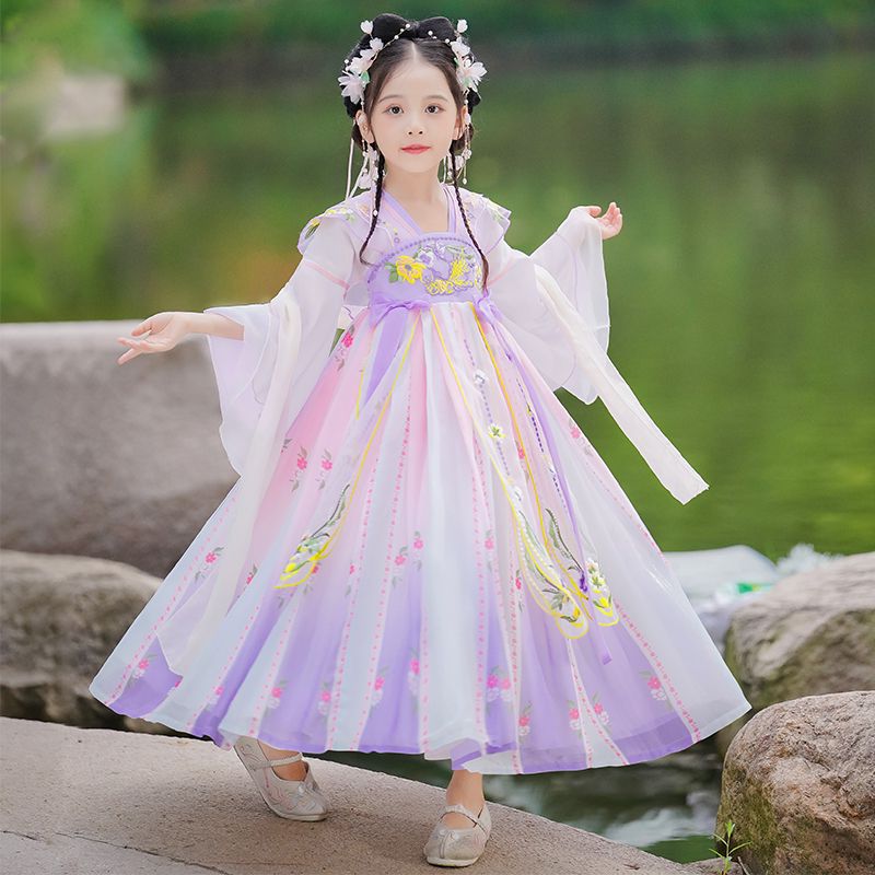 汉服女童秋款古风超仙唐装小女孩秋装2024新款儿童女款古装中秋节