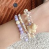 Universal purple small design cute beaded bracelet, ball, elastic strap, elephant