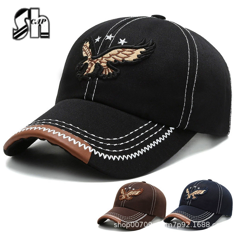Новая выстиранная бейсболка в Корейском стиле, нашивка, вышитая орлом, шляпа для отдыха на открытом воздухе, с большими полями, солнцезащитная Кепка