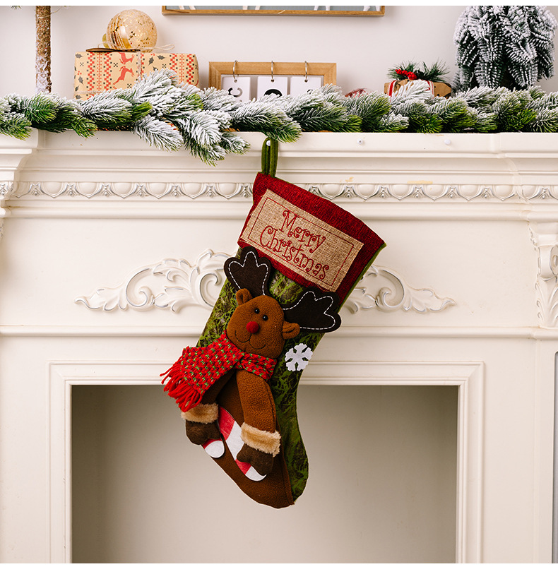 Handmade Craft Christmas Retro Santa Claus Snowman Elk Party Christmas Socks