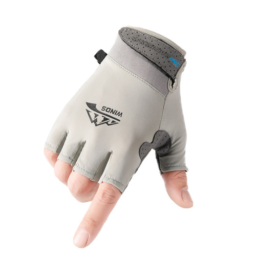 Cycling sports gloves for men and women, half finger thin, breathable, non-slip, wear-resistant, summer ice silk sun protection outdoor gloves