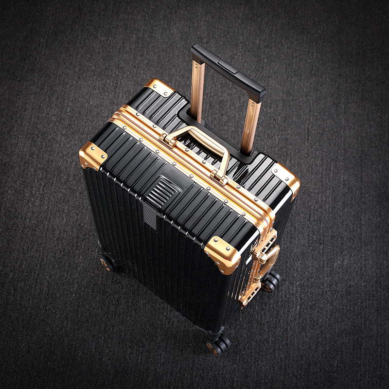 Estilo retro espejo de ángulo recto borde dorado Negro