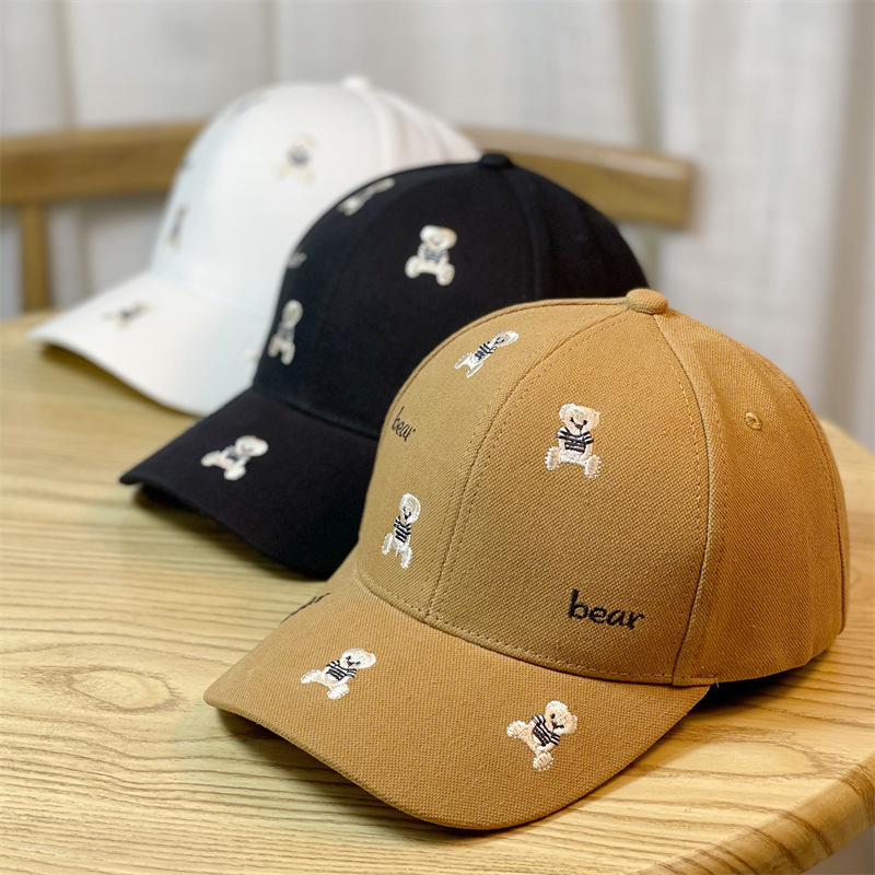 bear embroidery hard crown baseball cap women‘s autumn and winter korean ins style casual all-matching peaked cap men‘s sports cap fashion