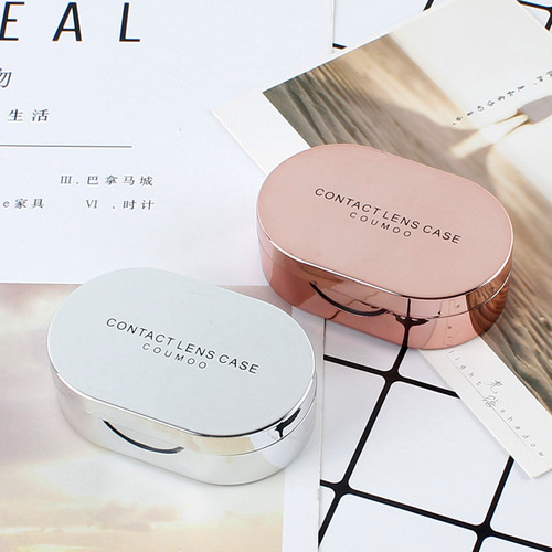 New creative cartoon contact lens box with mirror tweezers double box contact lens box press companion box