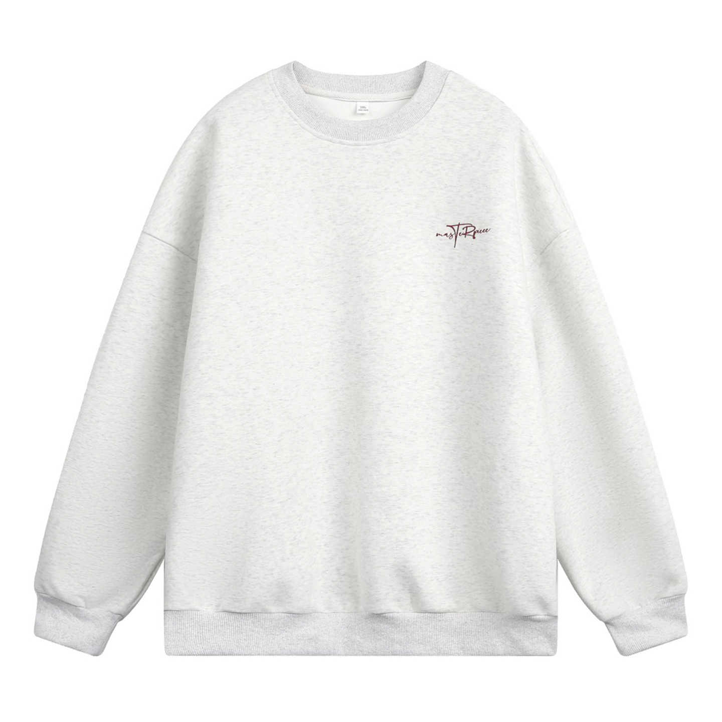 Monochrome Man- 380G Heavyweight Textured Crew Neck Sweatshirt For Men, Autumn New Color-Block Letter Print Trendy Loose Pullover Jacket_voghion.com