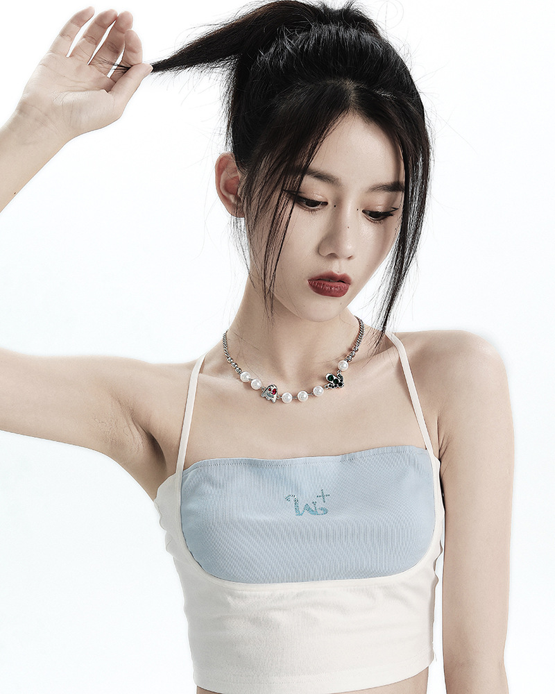 Halloween Devil Cactus Pearl Crystal Collarbone Necklace For Women_voghion.com