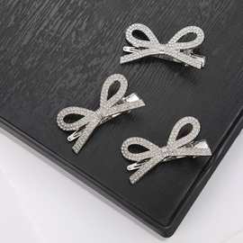 极简风蝴蝶结发夹网红时尚合金刘海侧边夹少女甜美风鸭嘴夹一字夹