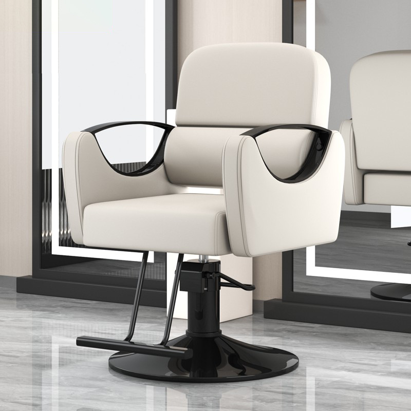 Silla de peluquería para barbería, silla ajustable para cortes y tintes, silla de salón, silla de barbero reclinable de cuero simple.