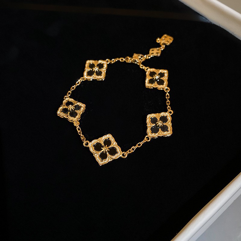 Pulsera de flores de metal transfronteriza europea y americana, nicho femenino, sentido de alta gama, pulsera simple y versátil, accesorios de joyería de lujo ligeros de moda