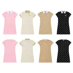 Trendy All-Over Jacquard MLB Women's Polo Collar Dress — Yushu Xin Same Style Rich-Girl Aesthetic Ins Dress
