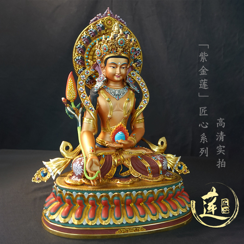 紫金蓮ネパールチベット工芸蔵伝密宗彩絵地蔵王純銅手彫り|undefined