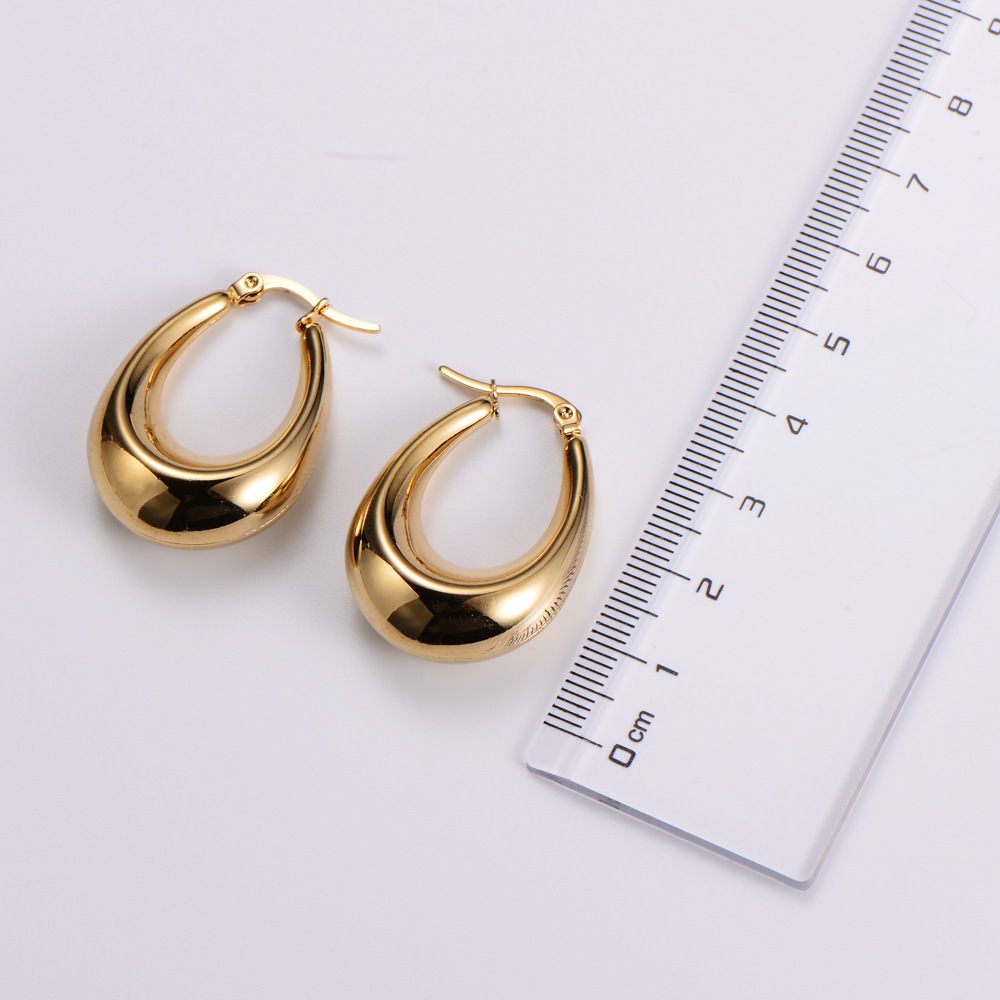 1 Pair French Style Water Droplets Plating Stainless Steel 18K Gold Plated Earrings display picture 1