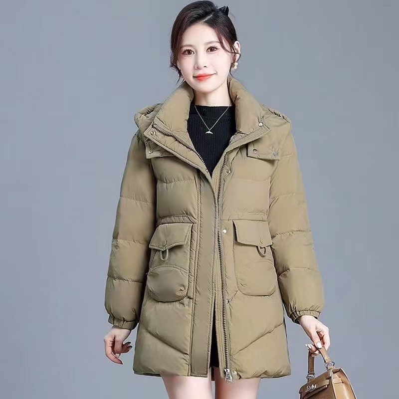Down Jacket Women's Mid-Length 2025 Winter New Korean Style Loose Thickeneded Hooded Fashionable Elegant Versatile Warm Jacket