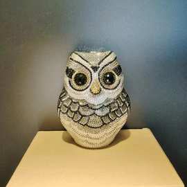 惜缘 新款平底满钻猫头鹰镶钻晚宴包欧美宴会水钻手拿包Owl Clutc